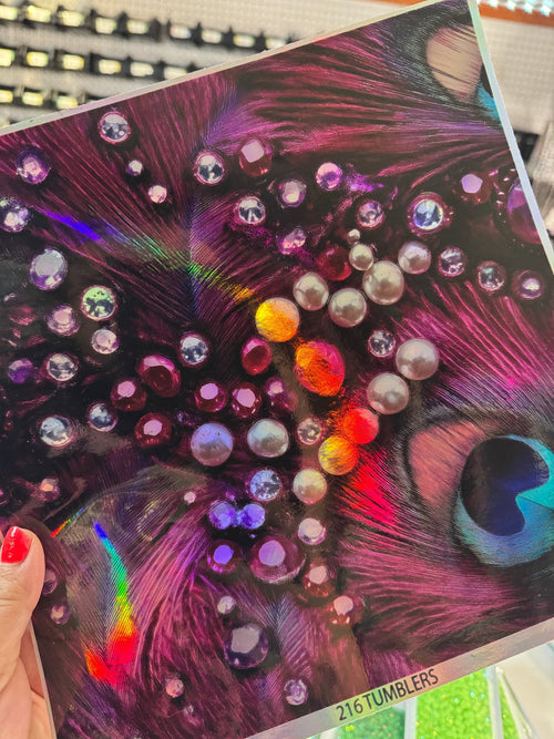 10x10 HOLO PURPLE PEACOCK FEATHER - 216 Tumblers