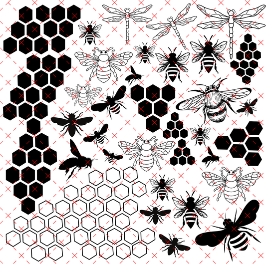 10X10 OUTLINES 16 BEE HIVES - 216 Tumblers