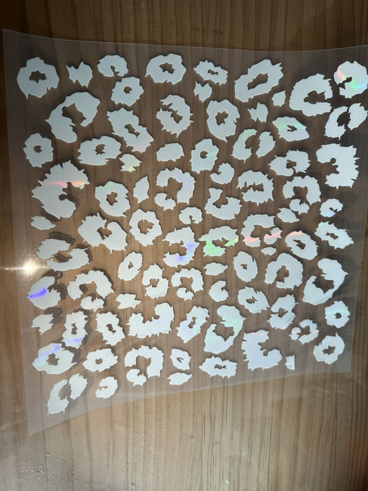 10X10 - WHITE HOLOGRAPHIC LEOAPRD PRINT - 216 Tumblers