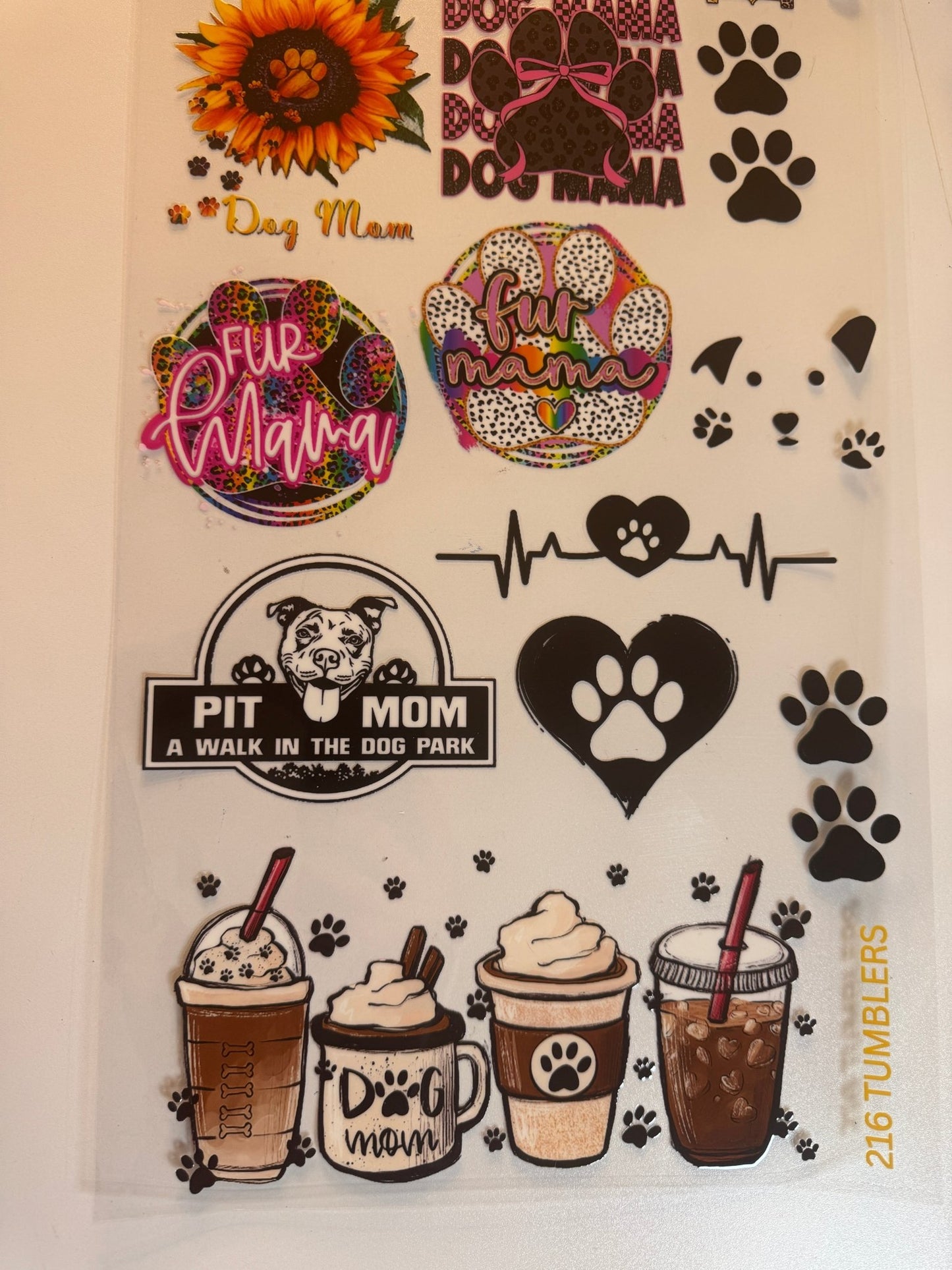 10x24 THEME SHEET - DOG MOM - 216 Tumblers