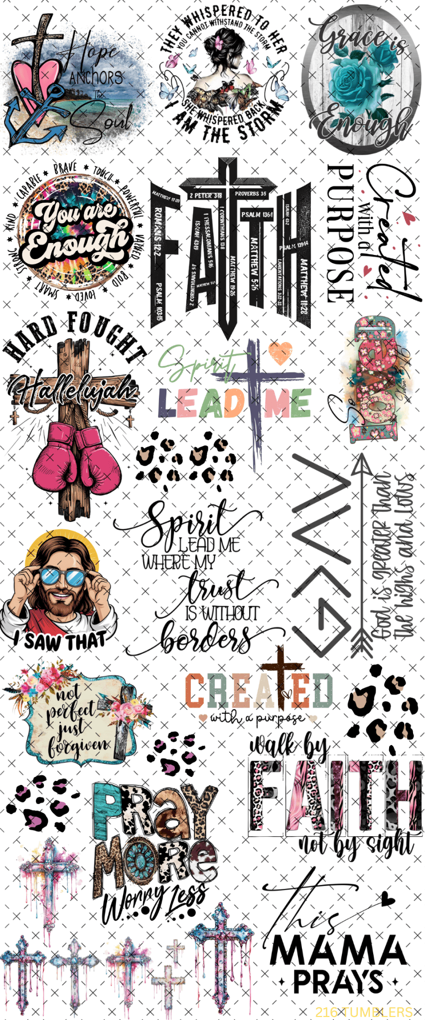 10x24 THEME SHEET - INSPIRATIONAL - 216 Tumblers