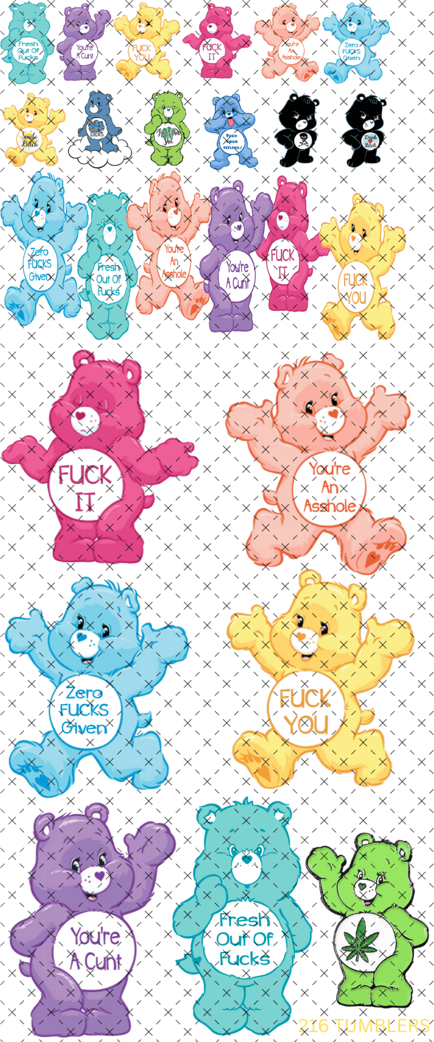 10x24 THEME SHEET - SWEAR BEARS - 216 Tumblers