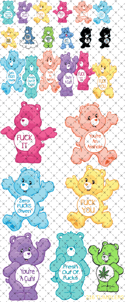 10x24 THEME SHEET - SWEAR BEARS - 216 Tumblers
