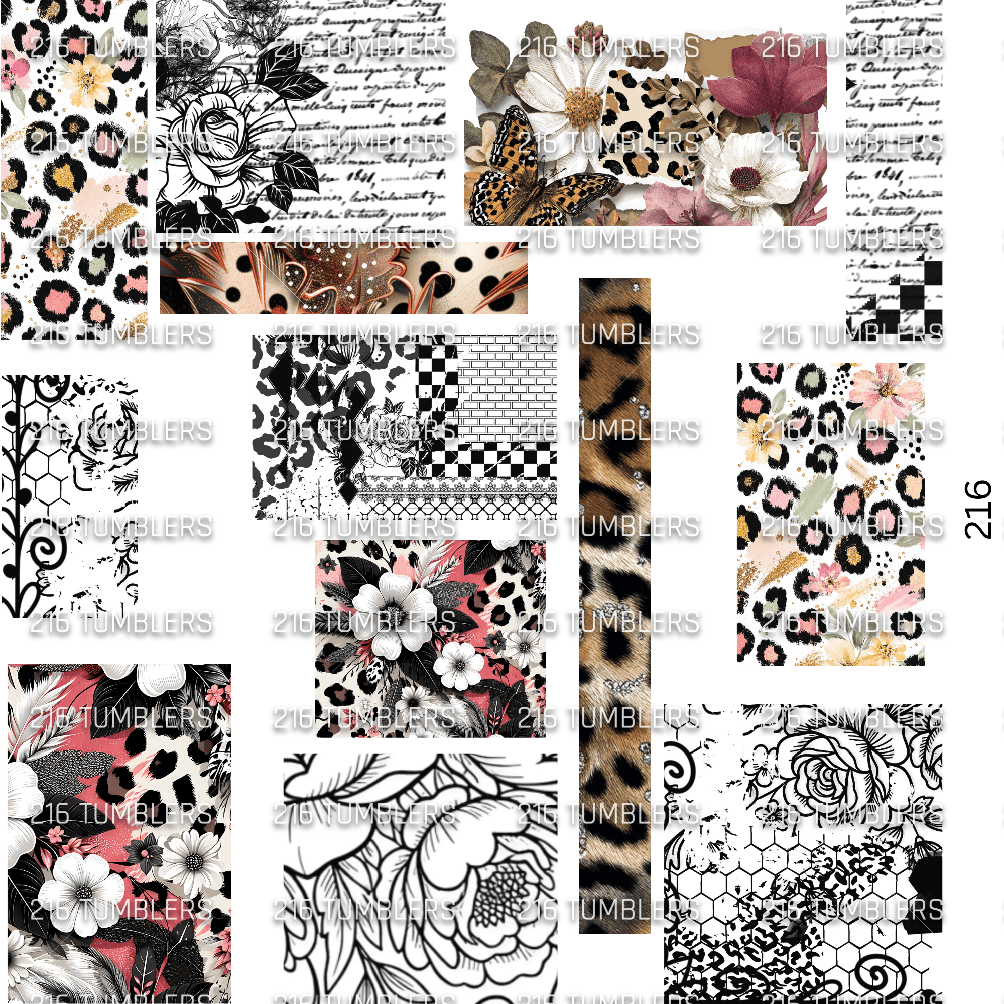 1109 MIXED MEDIA PRETTY - UVDTF - 216 Tumblers