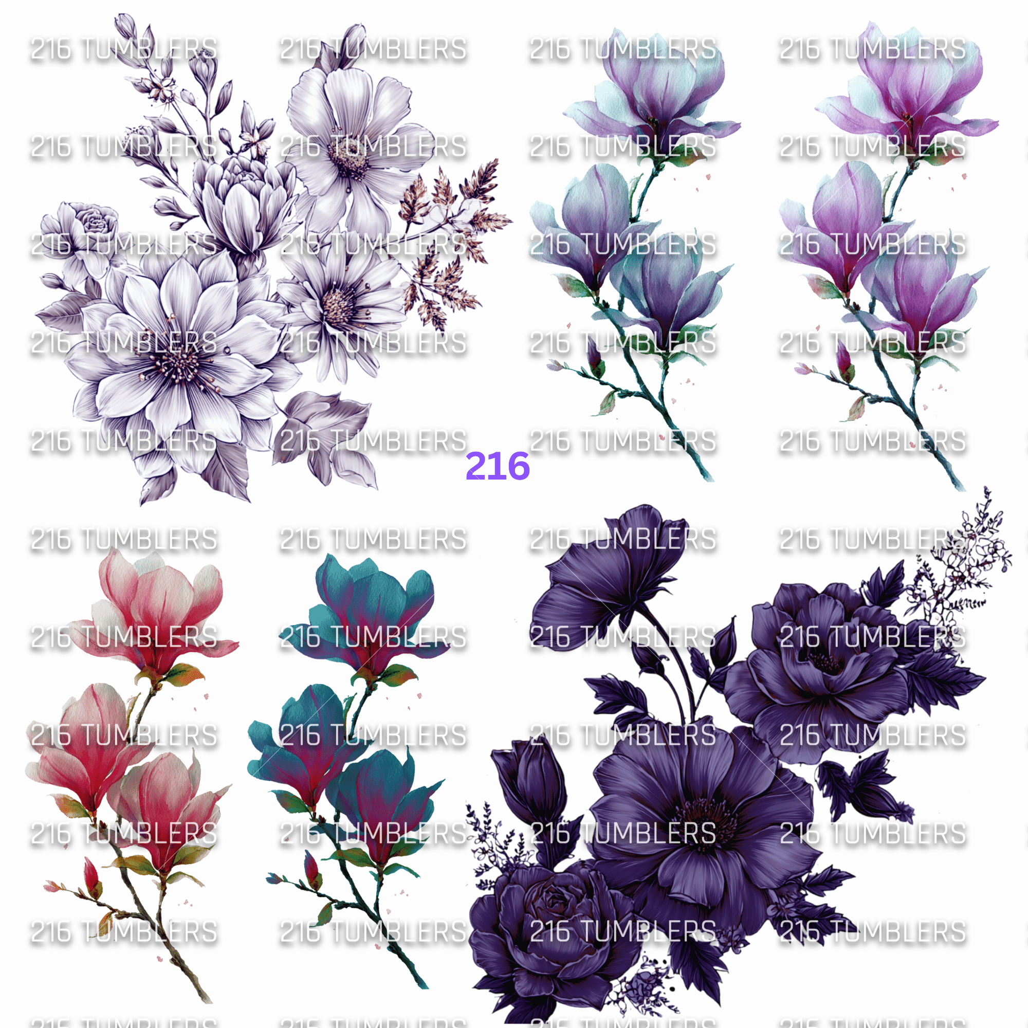 1113 HEY - FLOWERS - 216 Tumblers