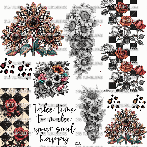 1118 RANDOM CHECKER FLOWERS AND THINGS - 216 Tumblers