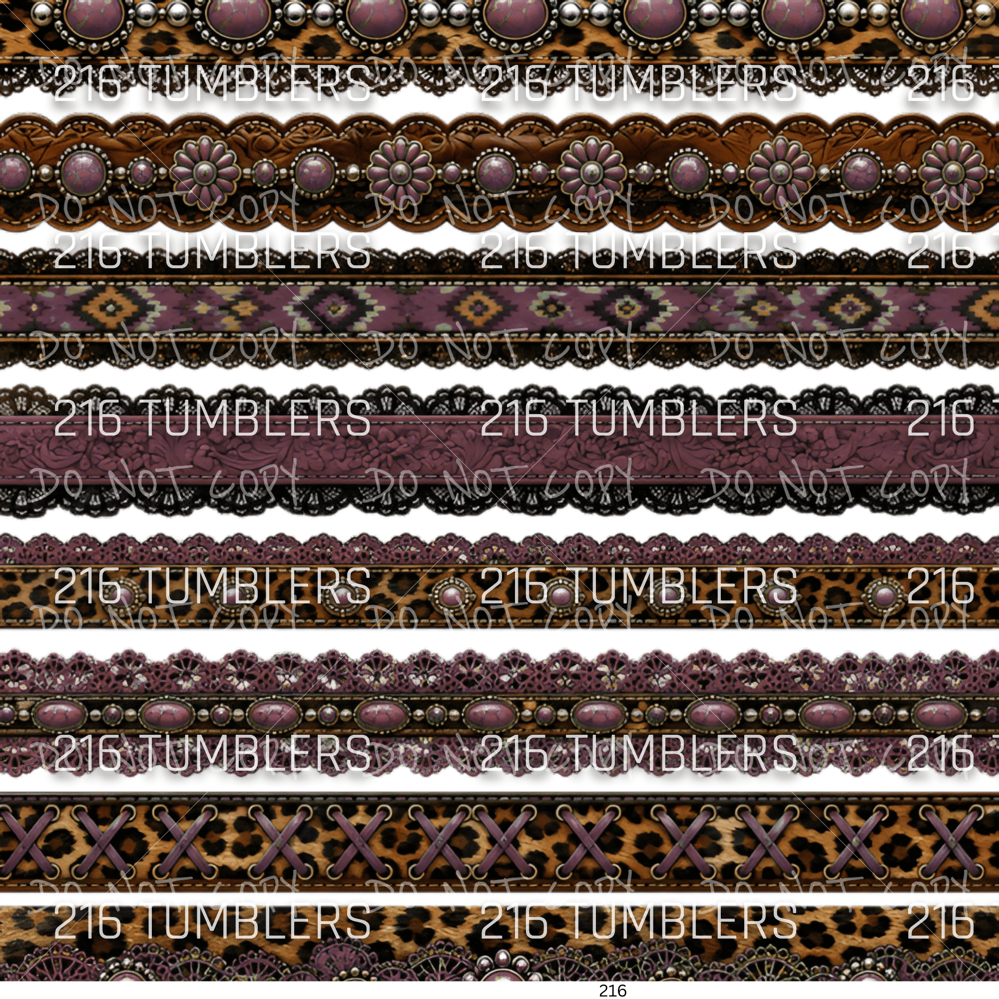 1131 MAUVE AND LEOPARD BANDS - 216 Tumblers