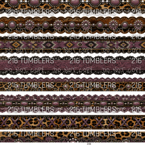 1131 MAUVE AND LEOPARD BANDS - 216 Tumblers