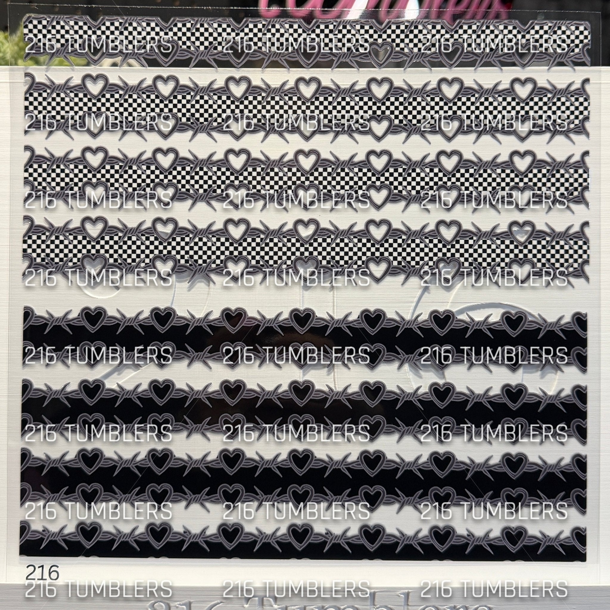 1134 CHECKER BARBED WIRE BANDS - 216 Tumblers