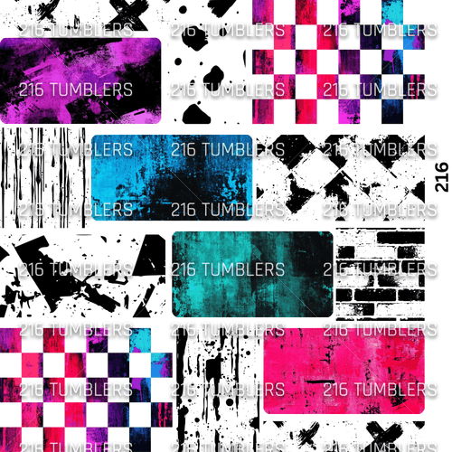 1139 MIXED MEDIA GRUNGE CHECKER - UVDTF - 216 Tumblers