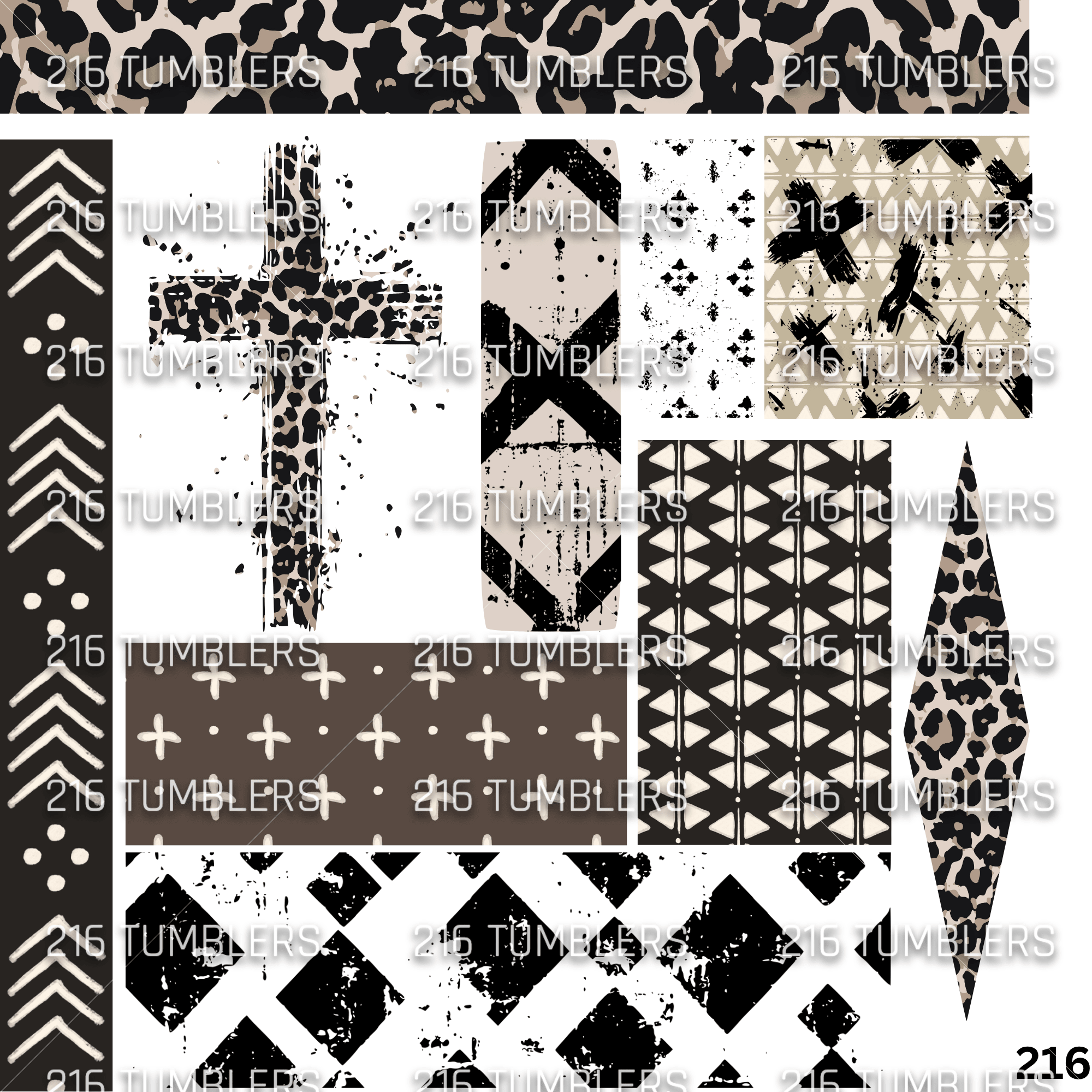1140 MIXED MEDIA CROSS - UVDTF - 216 Tumblers