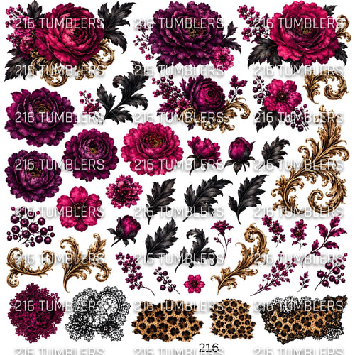 1149 GOTHIC LOVE FLORALS - 216 Tumblers