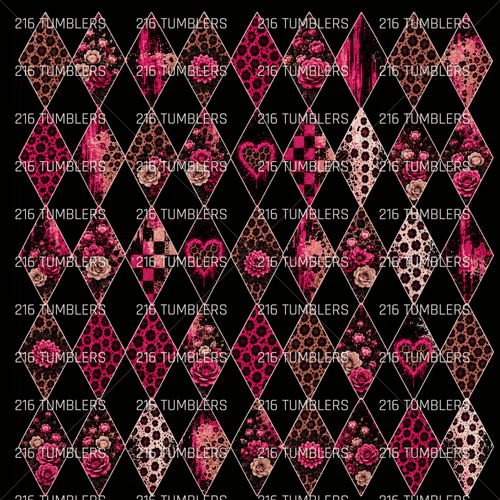 1150 PINK LEOPARD DESIGNED ARGYLE (matches holo argyle) - 216 Tumblers
