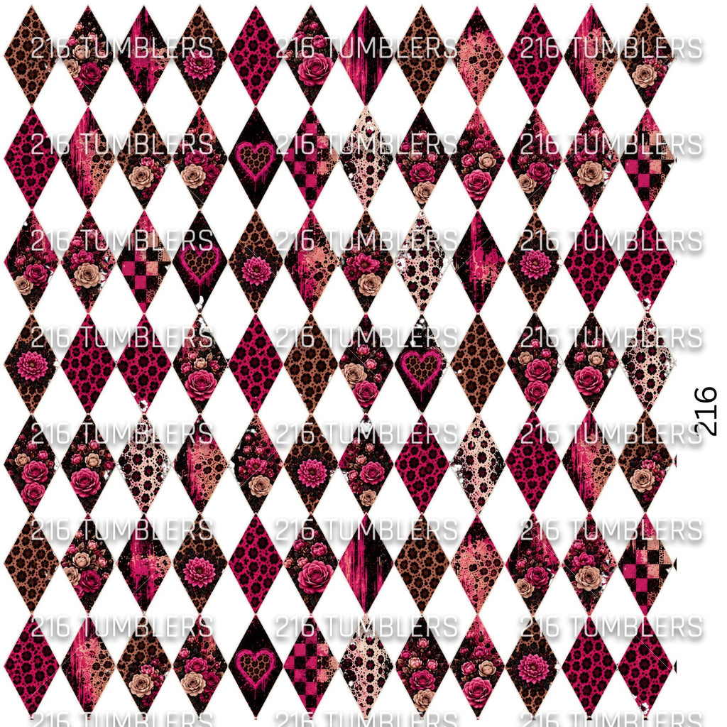 1150 PINK LEOPARD DESIGNED ARGYLE (matches holo argyle) - 216 Tumblers