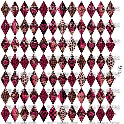 1150 PINK LEOPARD DESIGNED ARGYLE (matches holo argyle) - 216 Tumblers