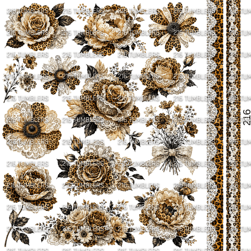 1154 BURLAP / LEOPARD / ROSES / LACE - 216 Tumblers