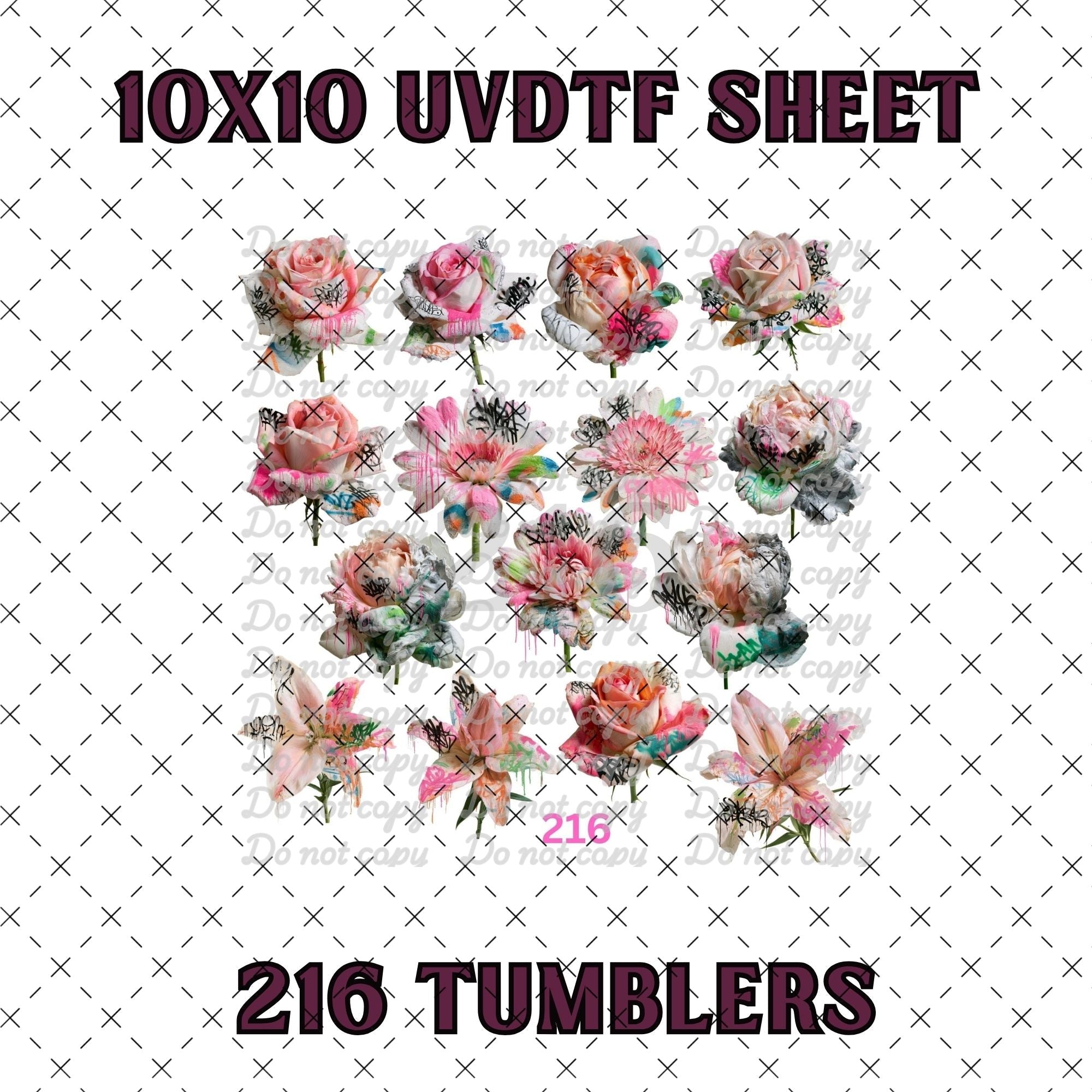 1162 GRAFFITI FLOWERS - 216 Tumblers
