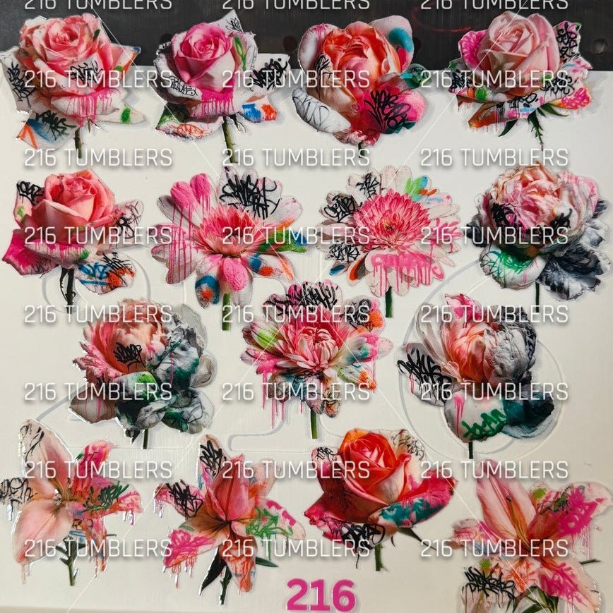 1162 GRAFFITI FLOWERS - 216 Tumblers