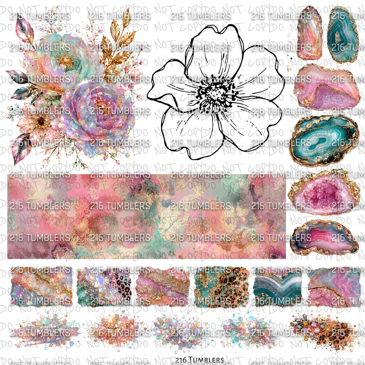 1166 KGD THINGS AND GEODES - 216 Tumblers