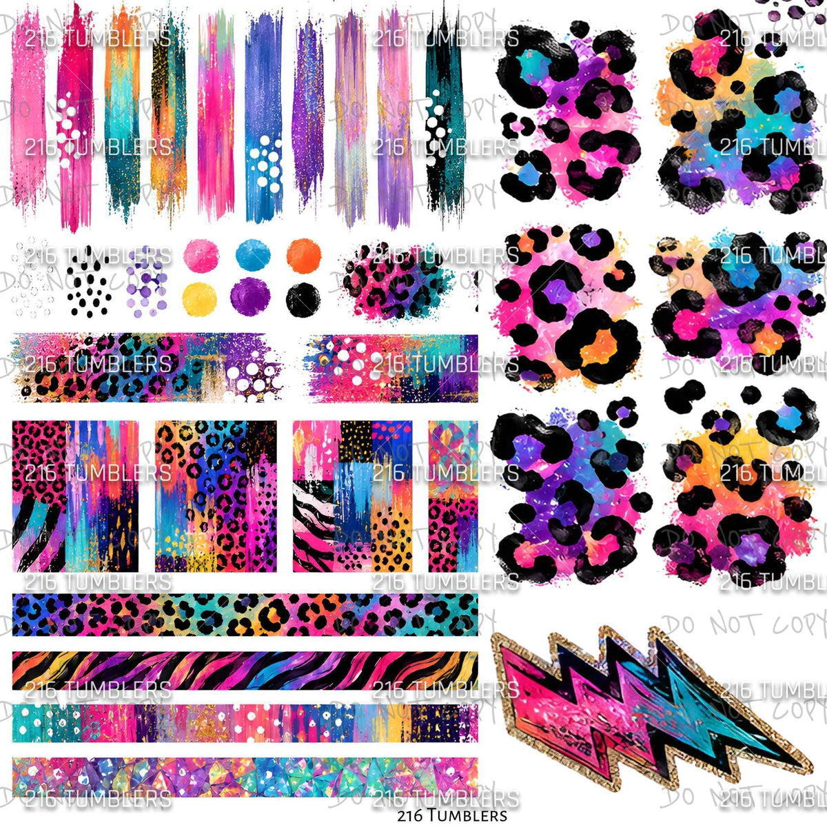 1167 COLORFUL FUN W/LEOAPRD - 216 Tumblers