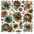 1172 WESTERN RUST FLORAL AND NEWSPAPER - 216 Tumblers