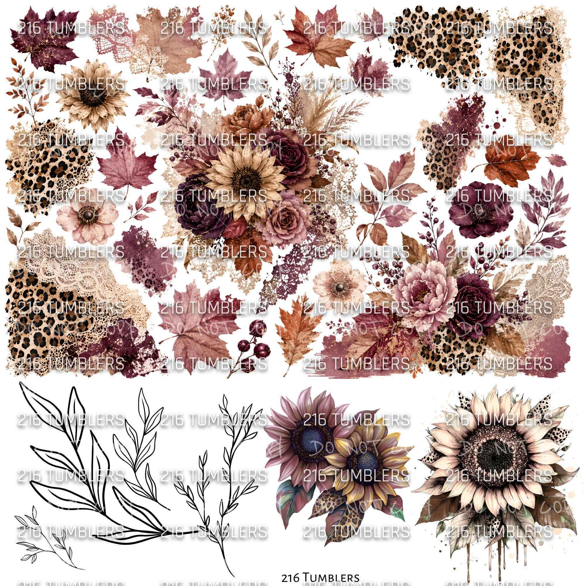 1174 FLOWERS - 216 Tumblers