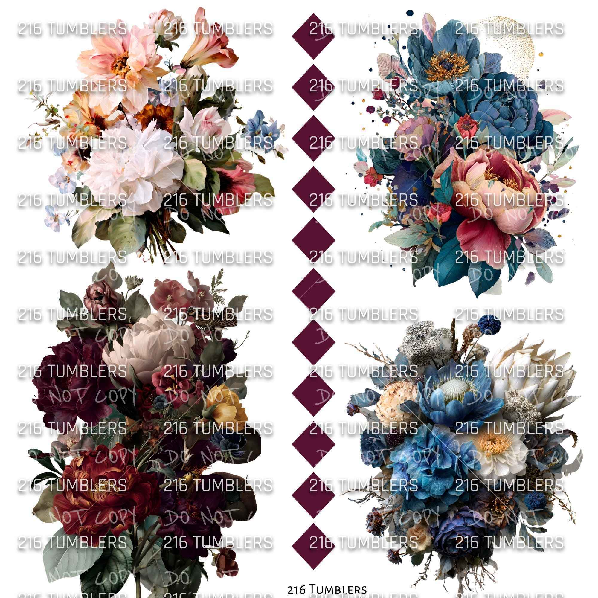 1179 BIG FLORAL / ARGYLE - 216 Tumblers