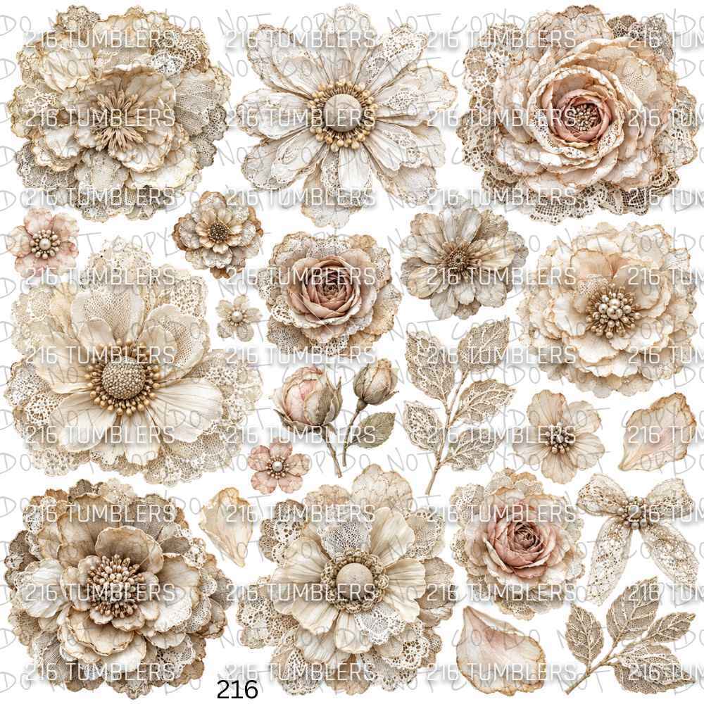 1234 BURLAP AND LACE FLOWERS