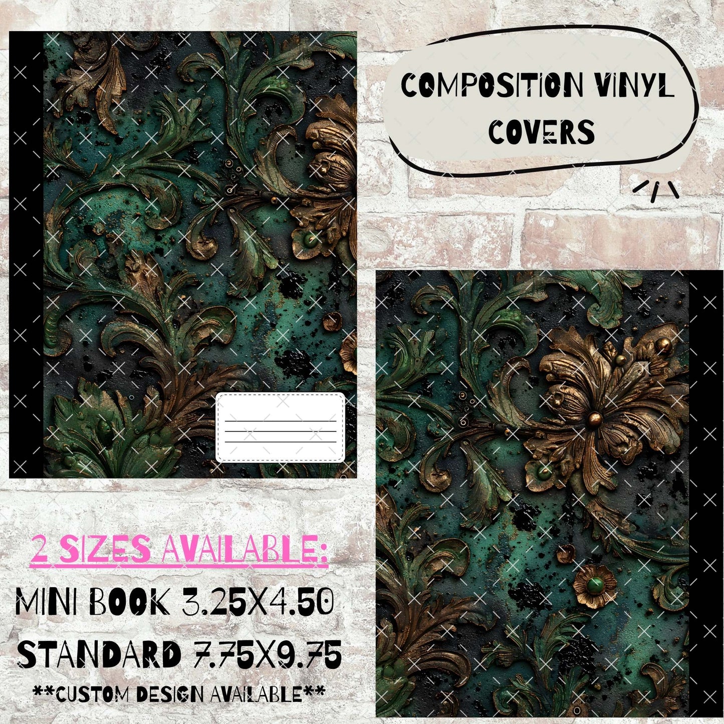 COMPOSITION BOOK VINYL - TEAL GRUNGE