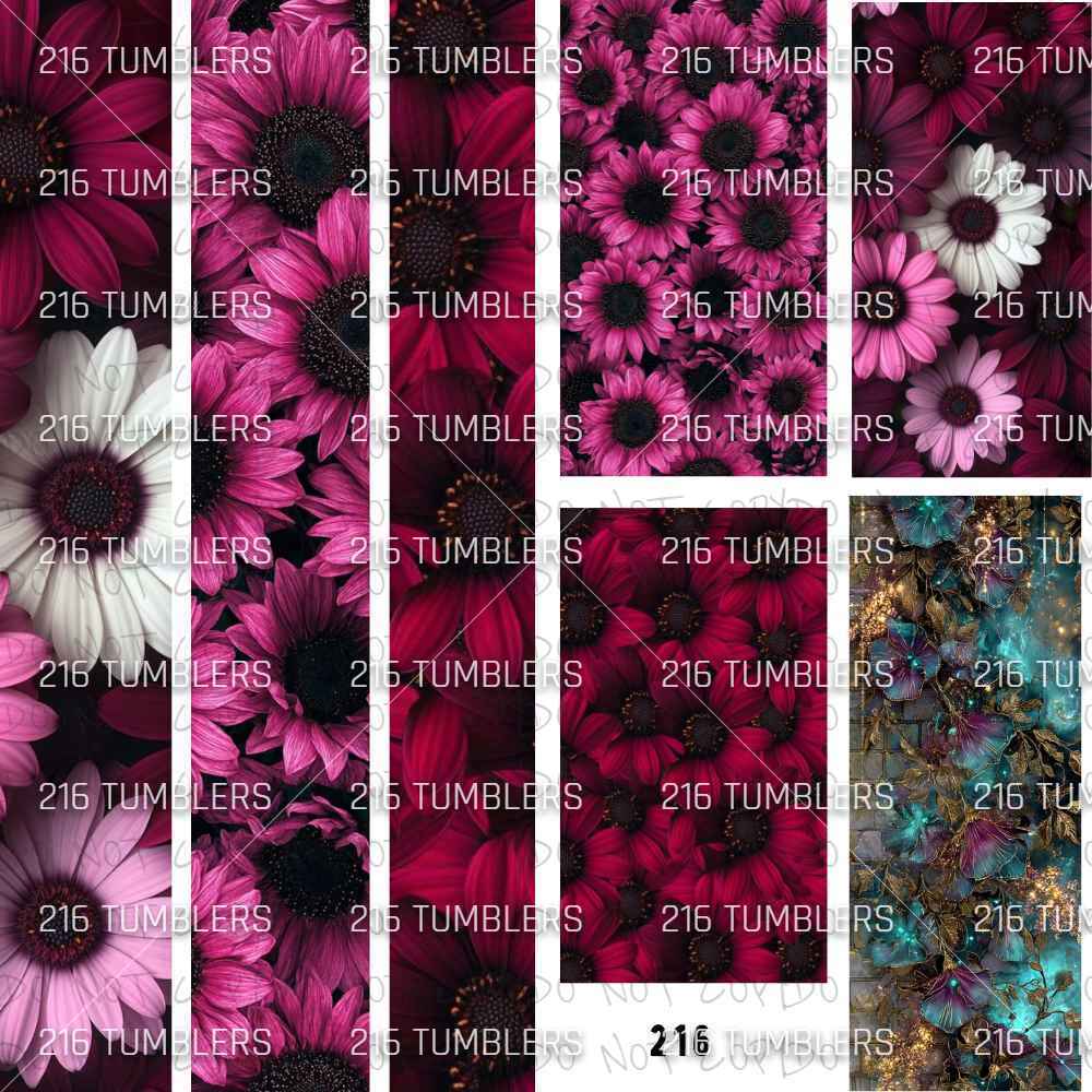 1206 VIBRANT PINK FLORALS - 216 Tumblers