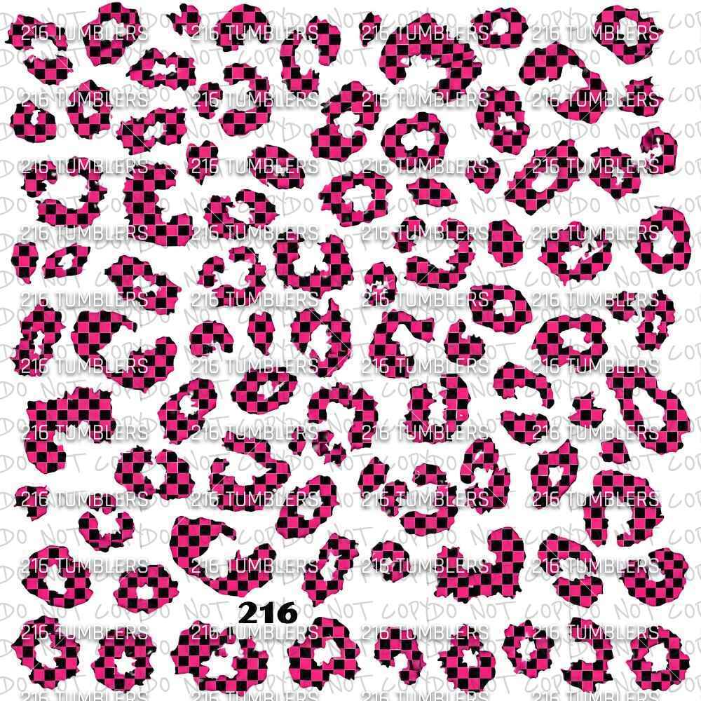 1228 PINK BLACK CHECKER LEOPARD - 216 Tumblers