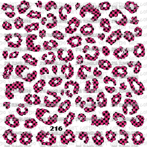 1228 PINK BLACK CHECKER LEOPARD - 216 Tumblers