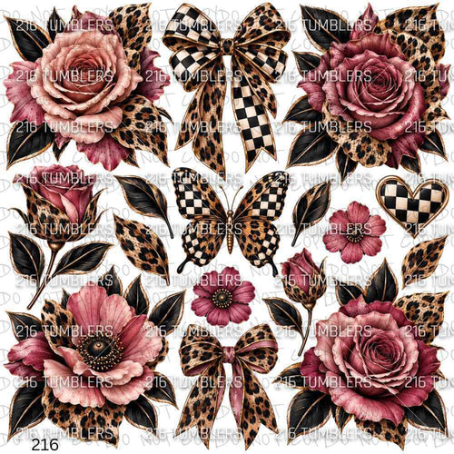 1233 LEOAPRDAND CHECKER FLORALS - 216 Tumblers