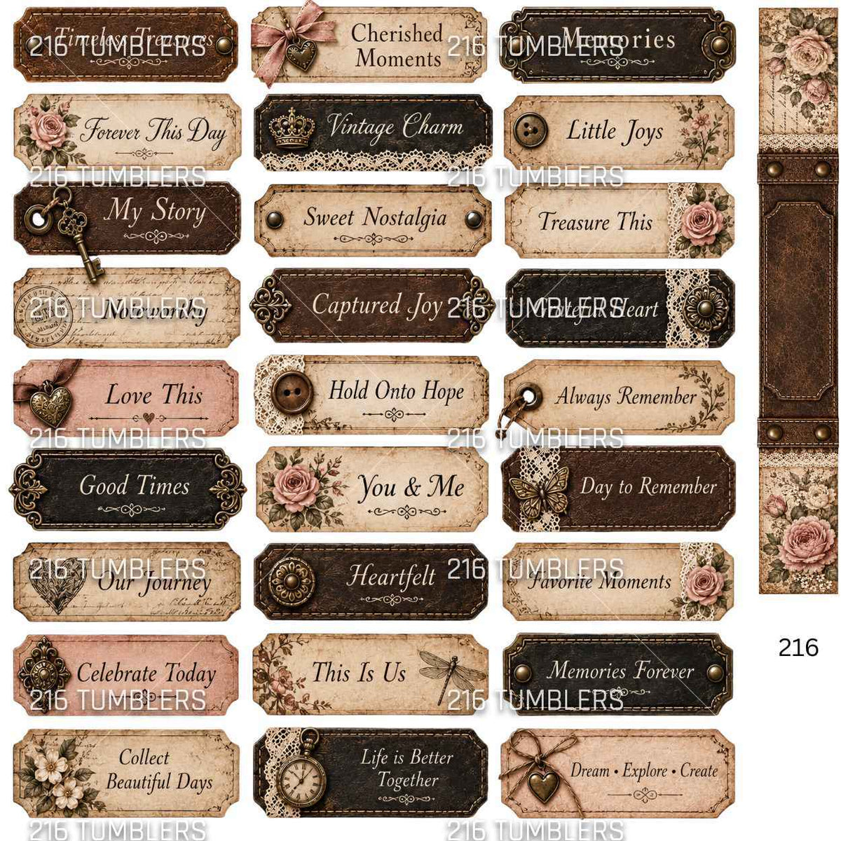 1241 VINTAGE TAGS - 216 Tumblers