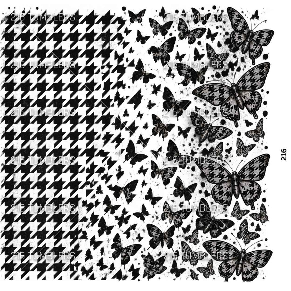 1267 BROKEN BUTTERFLIES - HOUNDSTOOTH - 216 Tumblers