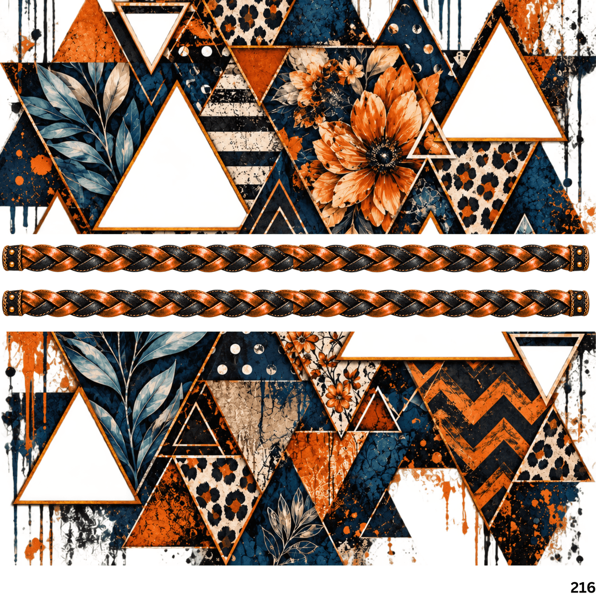 1269 TRIANGLE PEEK A BOO BLUE/ORANGE - ZIGGY - 216 Tumblers