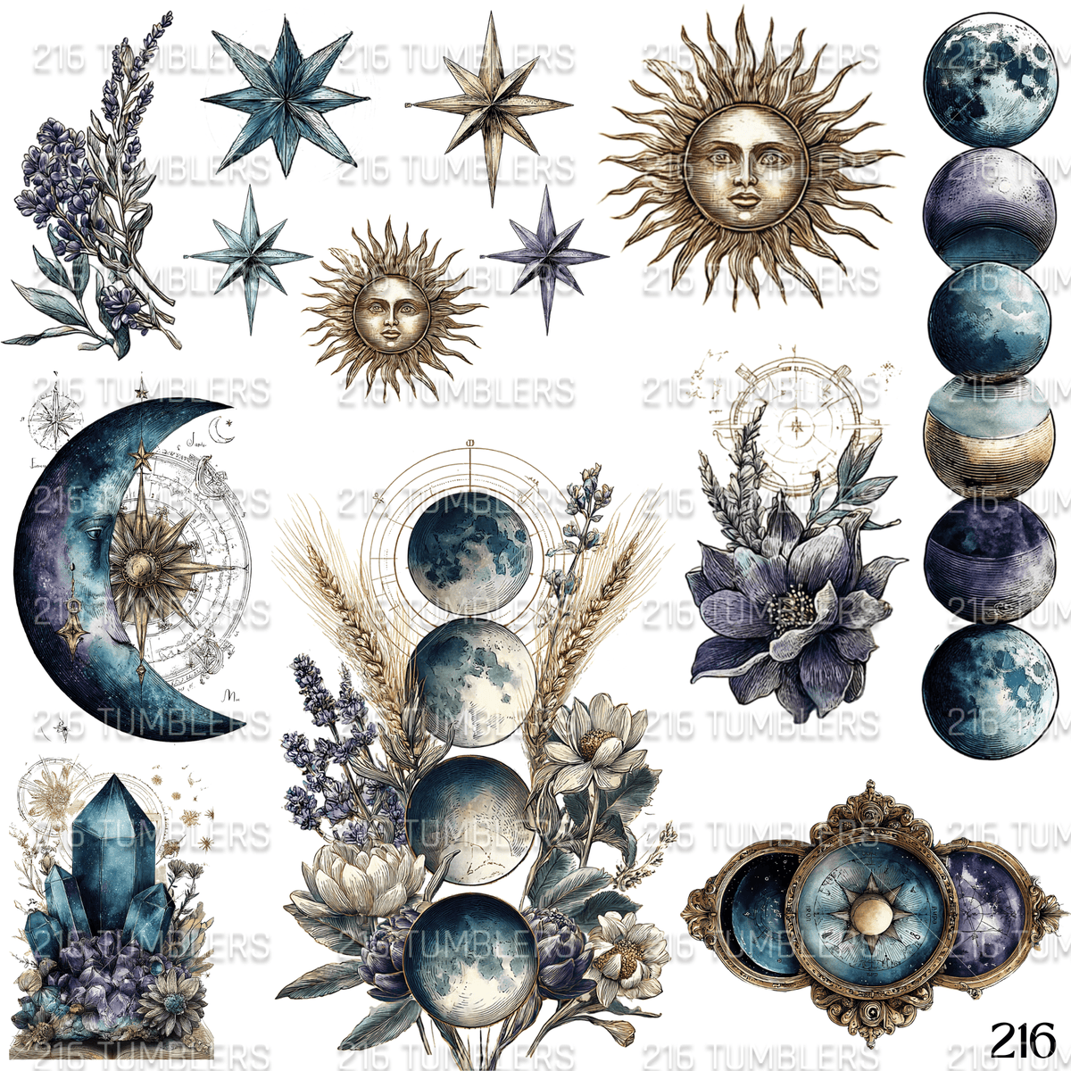 1283 CELESTIAL MOONS - 216 Tumblers