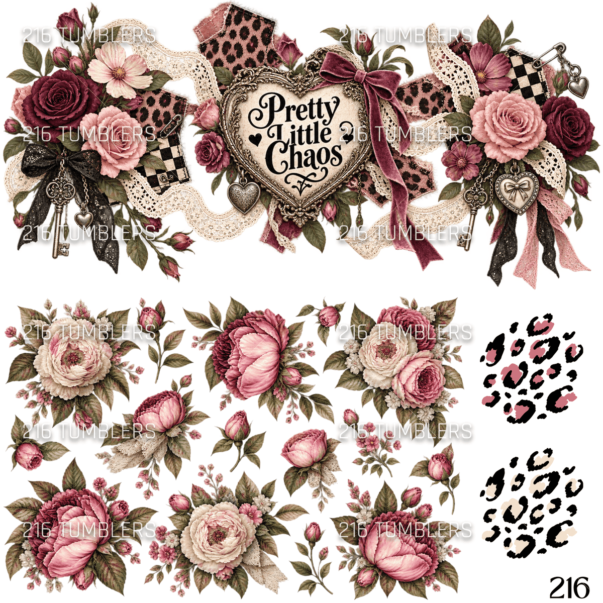 1284 PRETTY CHAOS FLORAL - 216 Tumblers