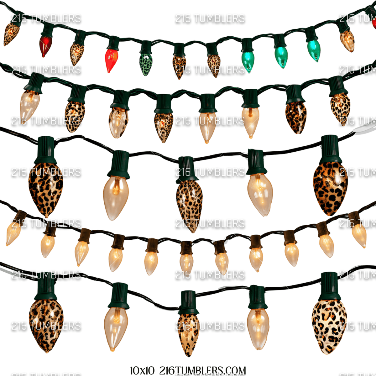 1299 CHRISTMAS LIGHTS W/ LEOPARD - 216 Tumblers