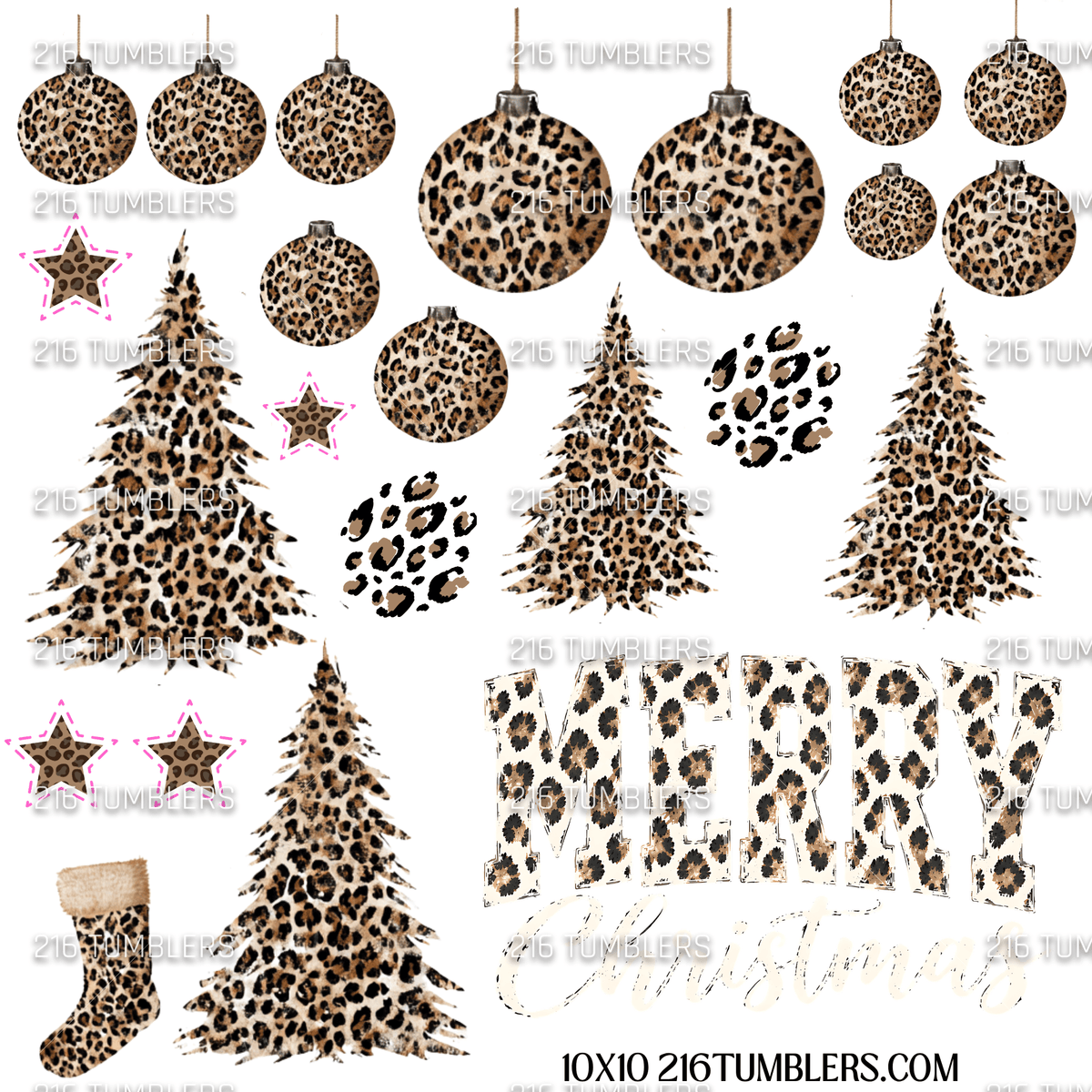 1308 CHRISTMAS W/ LEOPARD - 216 Tumblers