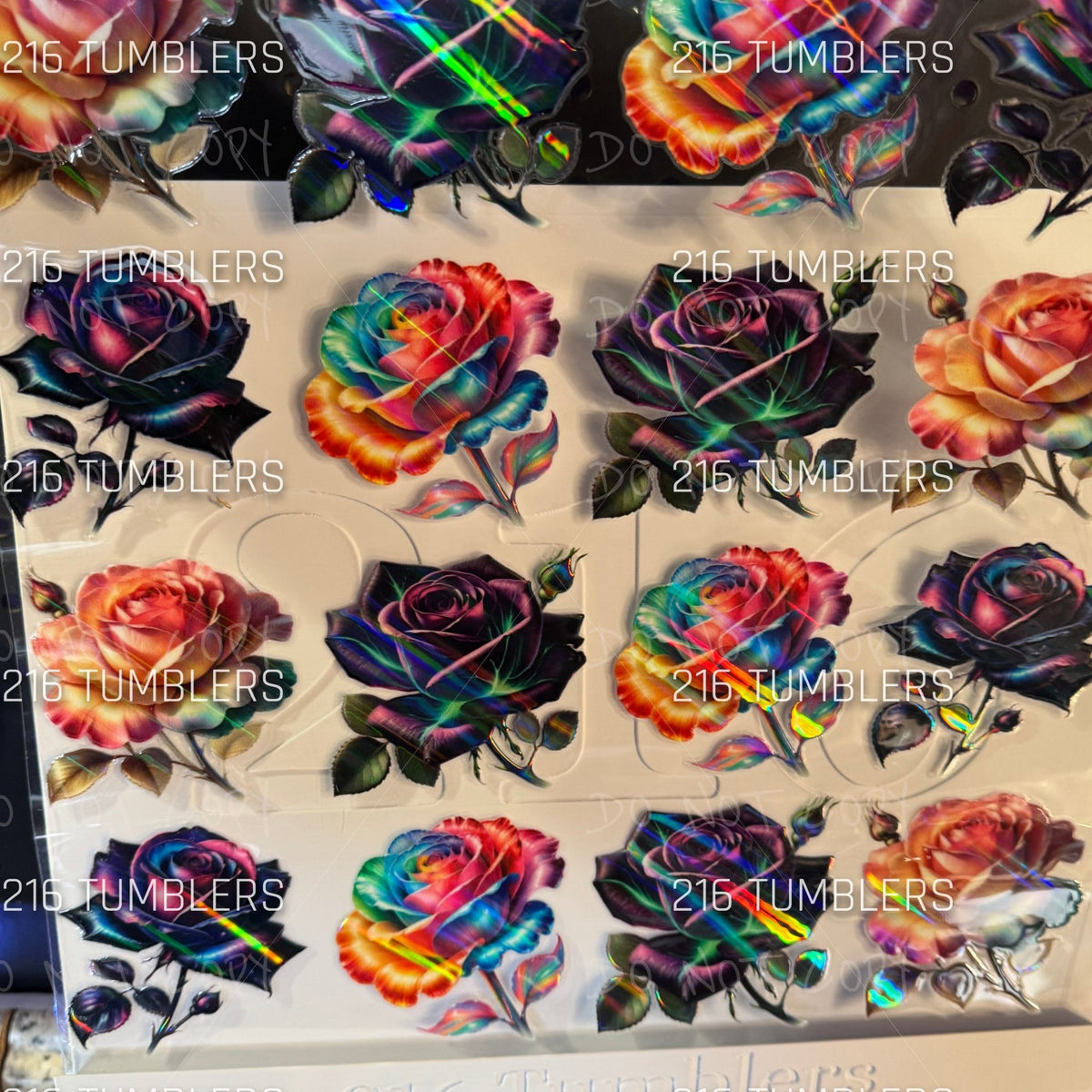 1343 FLOWERS- HOLOGRAPHIC UVDTF - 216 Tumblers