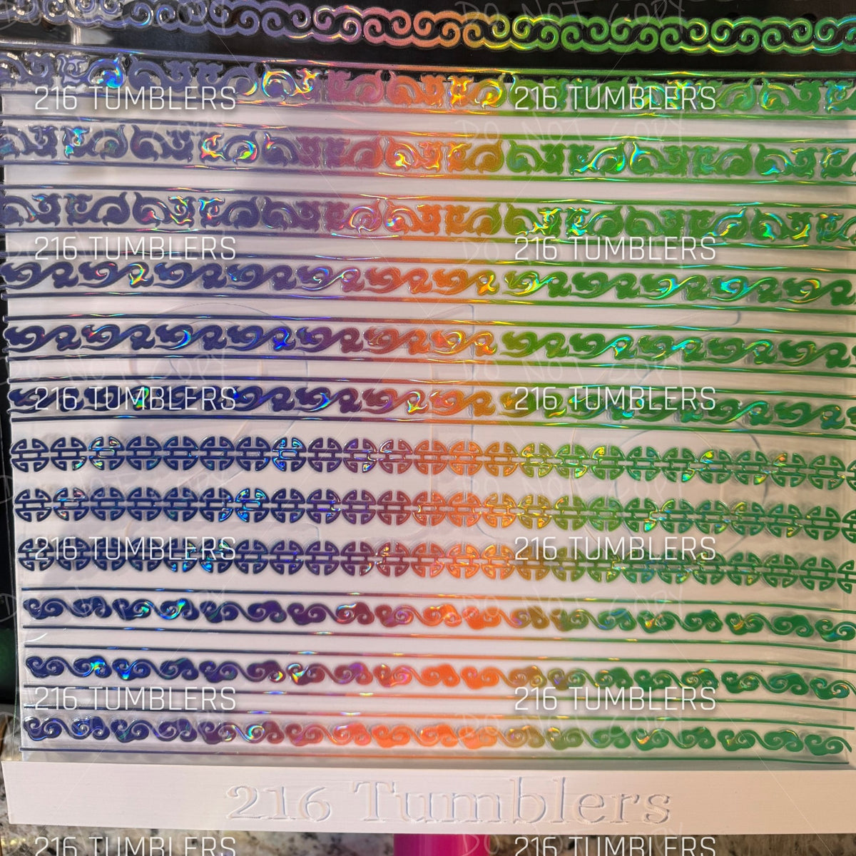 1356 RAINBOW BANDS - HOLOGRAPHIC UVDTF - 216 Tumblers
