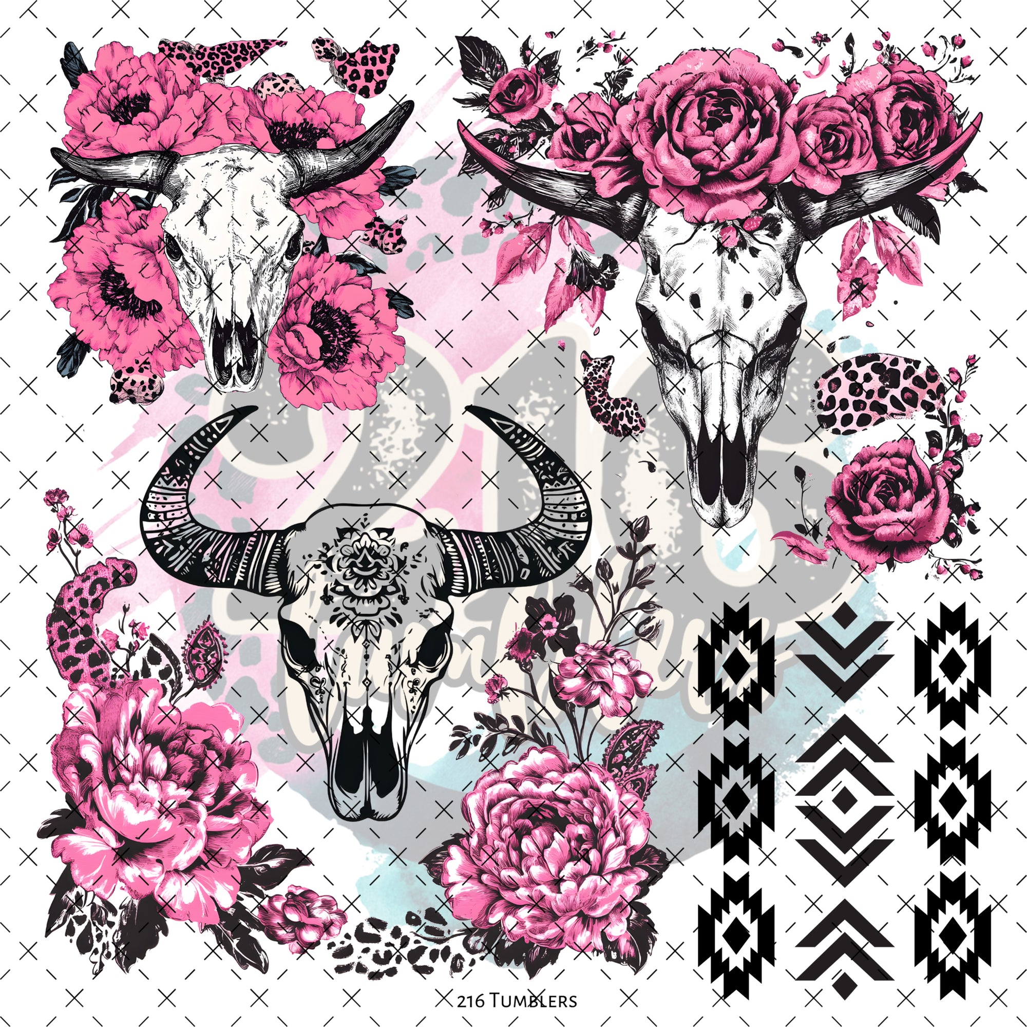 10X10- 139 Pink Western w/Aztec