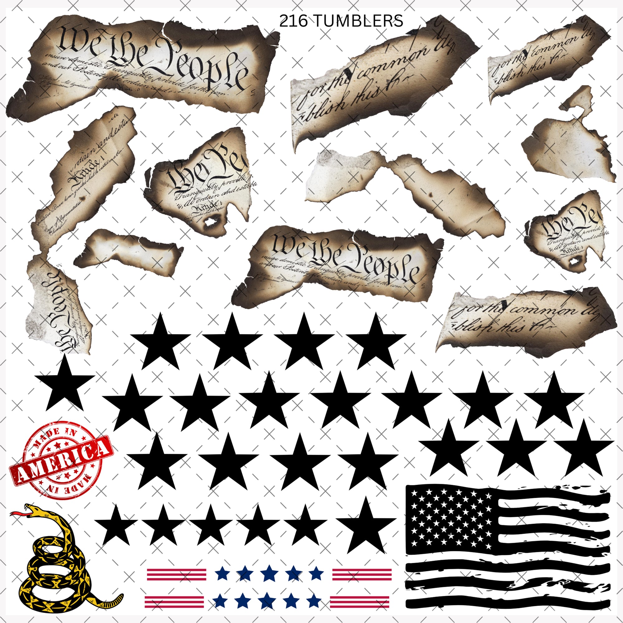 10X10- 153 BURNT EDGES / 'MERICA