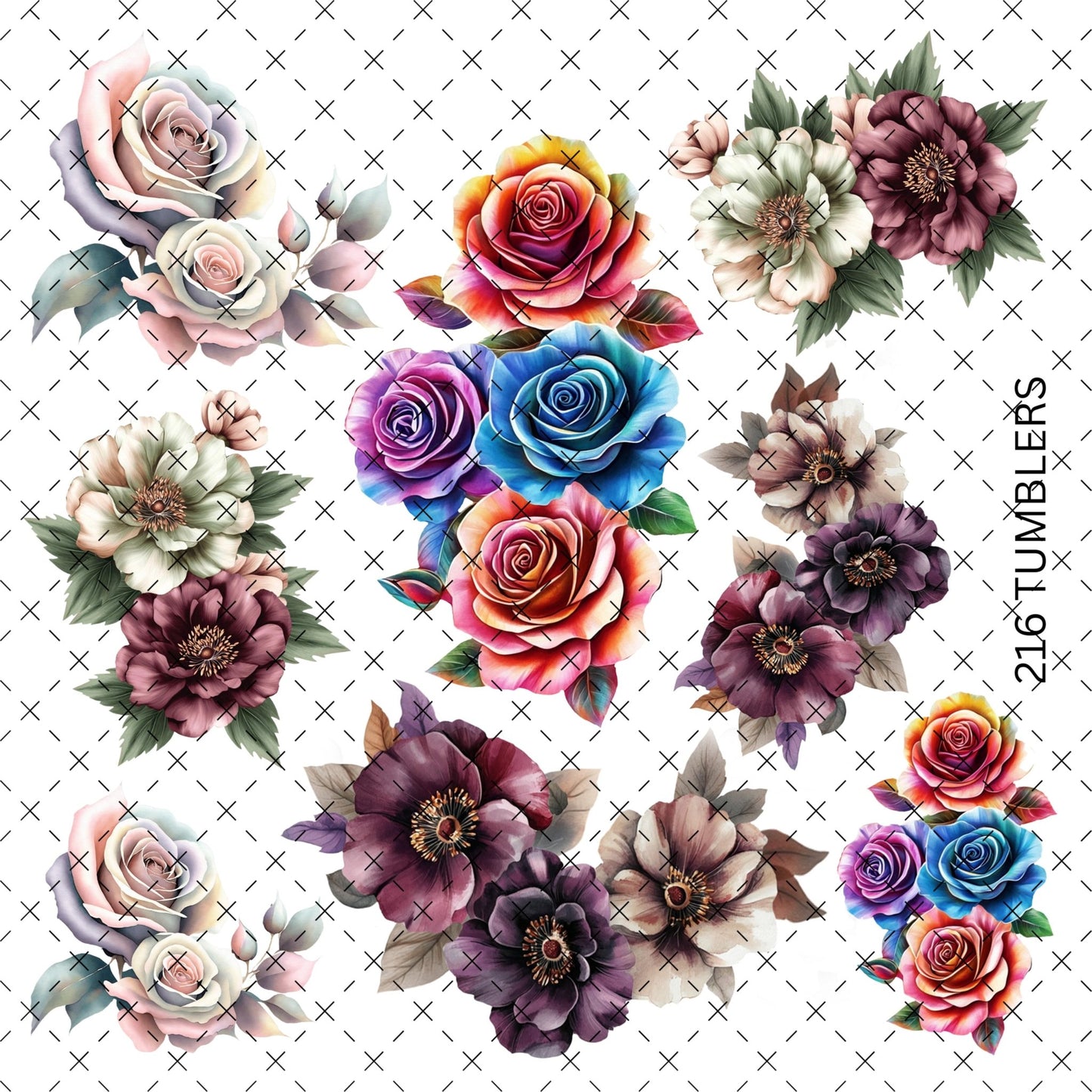 154 RANDOM FLOWERS - 216 Tumblers