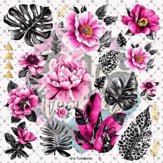 10X10- 161 PINK /BLACK /LEOPARD MONSTERA