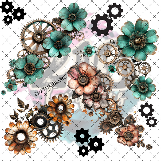 10X10- 187 GEAR FLOWERS