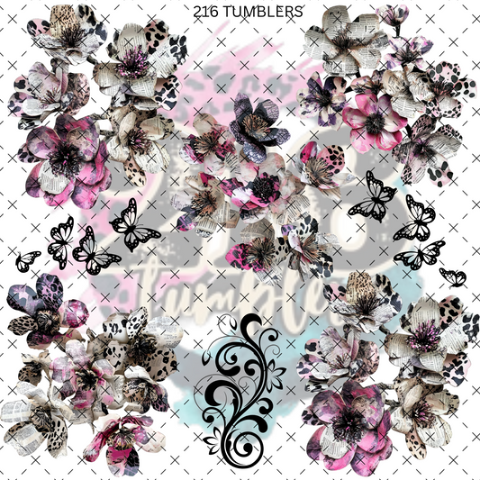 10X10- 190 NEWSPAPER FLOWERS W/BUTTERFLIES