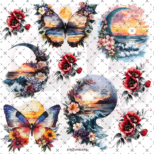 10X10- 195 SCENIC BUTTERFLIES W/HOLES