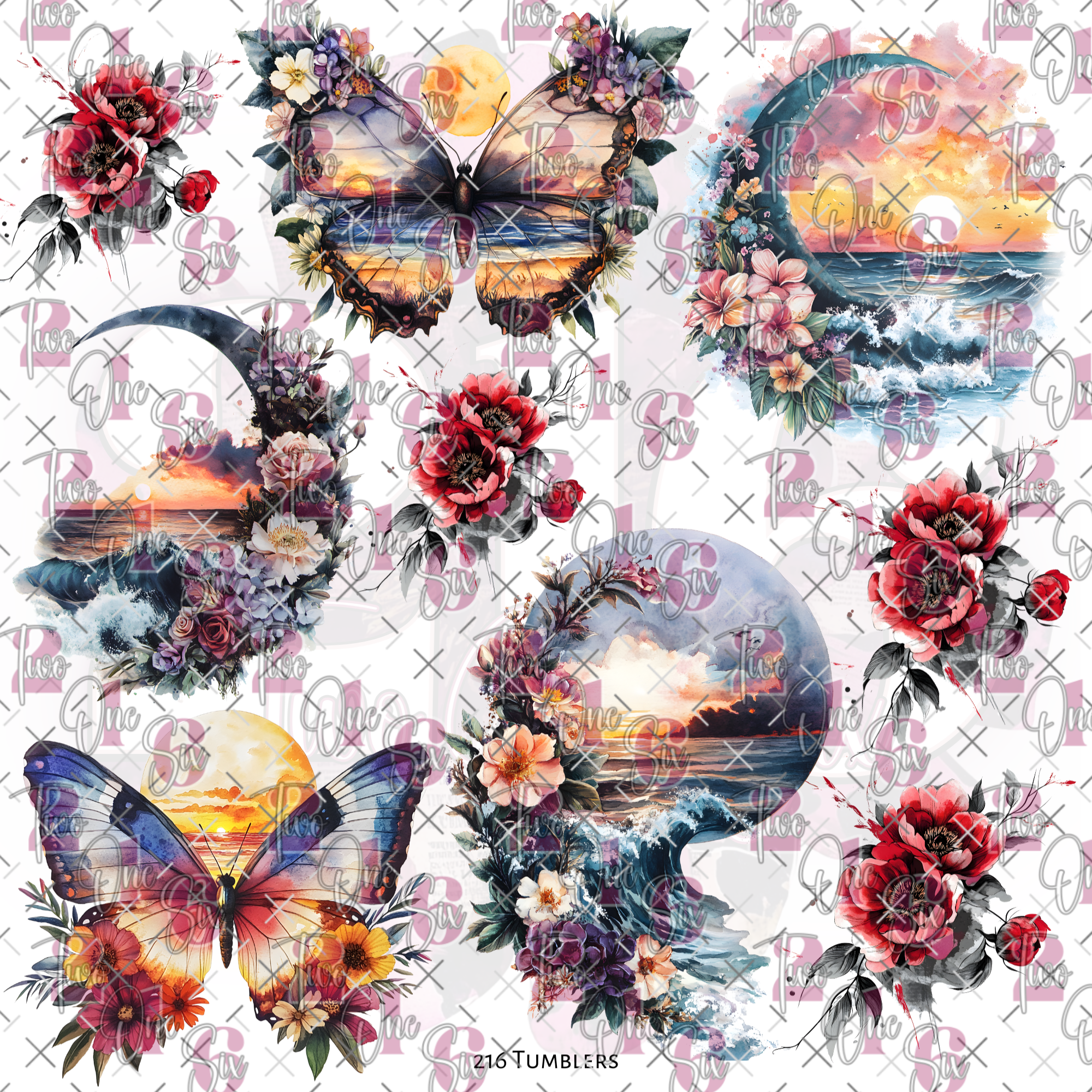10X10- 195 SCENIC BUTTERFLIES W/HOLES